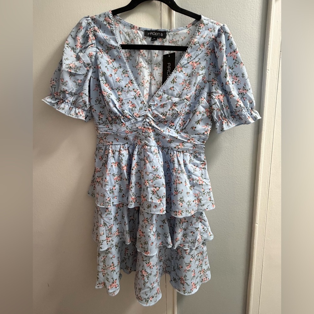 Arden B Light Blue Floral Dress